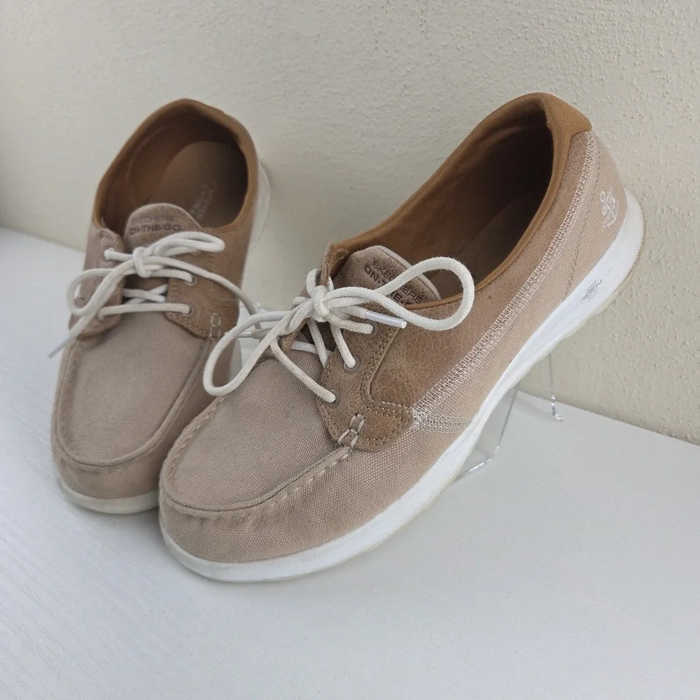 Skechers GoWalk On-The-Go Gen 5 Tan Boat Deck Casual Shoes Women's Size 8.5